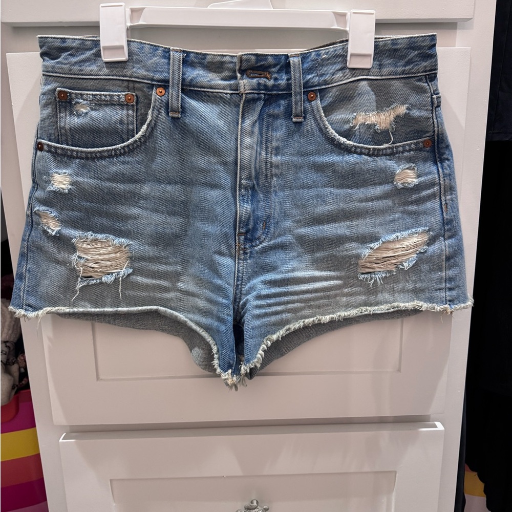 Madewell Blue Distressed Jean Shorts